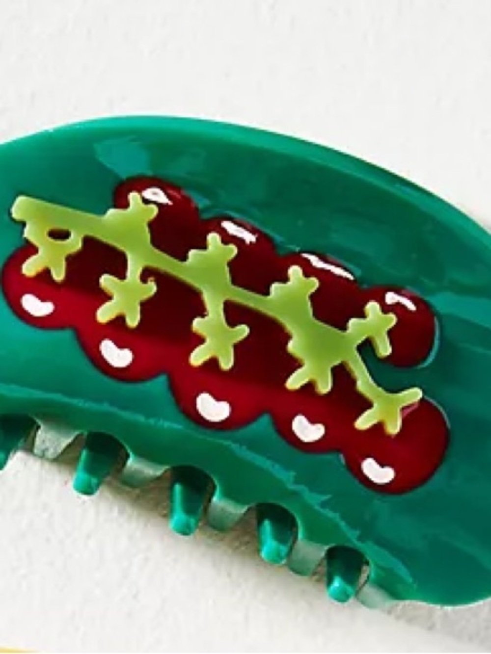 Anthropologie Tomato New Decorative Claw Hair Clips in Green & Red